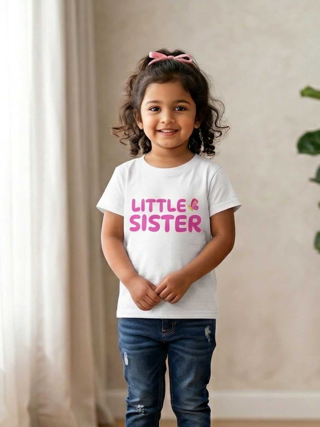 Little Sister Butterfly Kids Cotton T-shirt