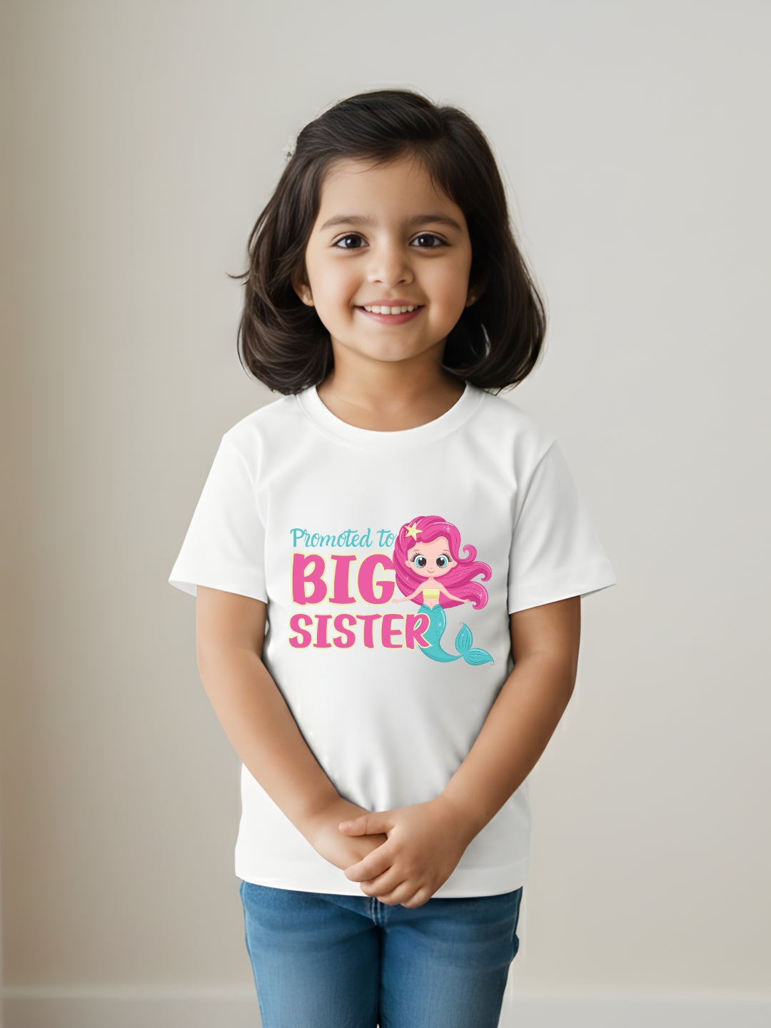 Promoted to Big Sister Mermaid Kids Cotton T-shirt