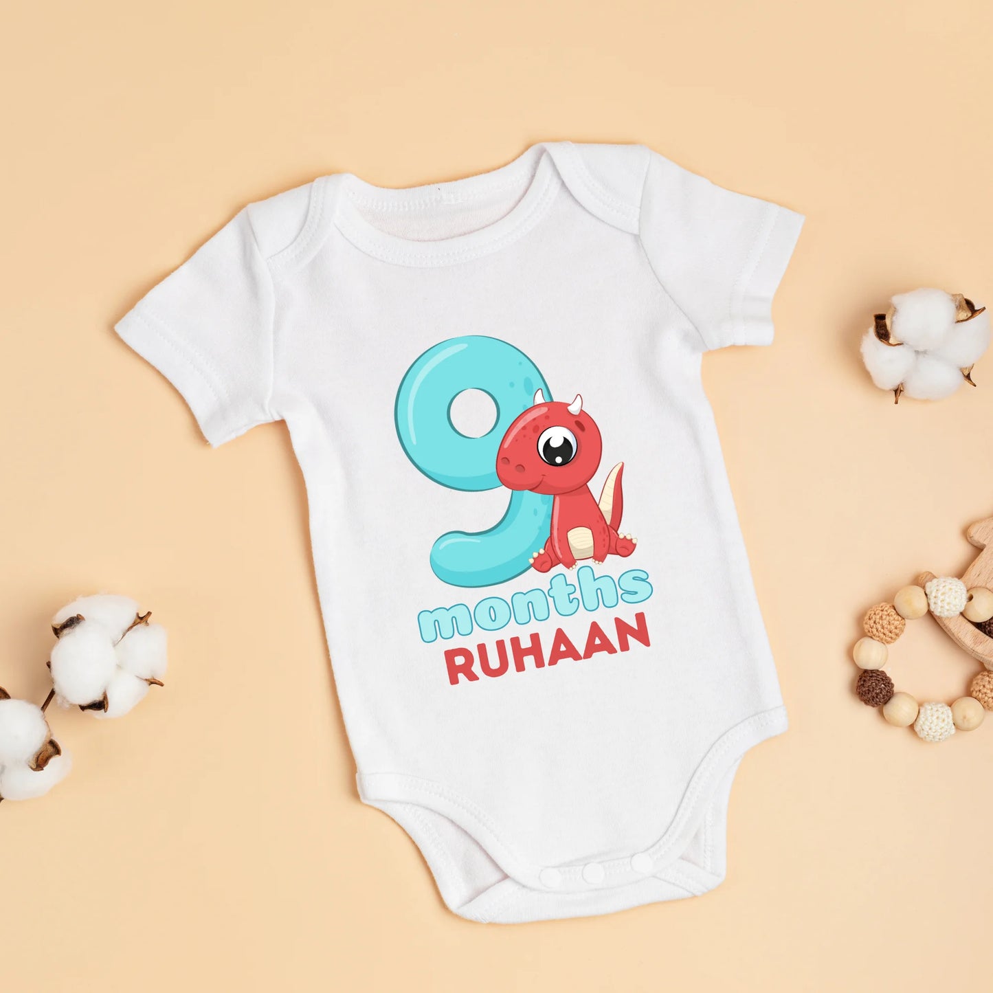 Monthly Birthday Dino Customised Baby Onesies