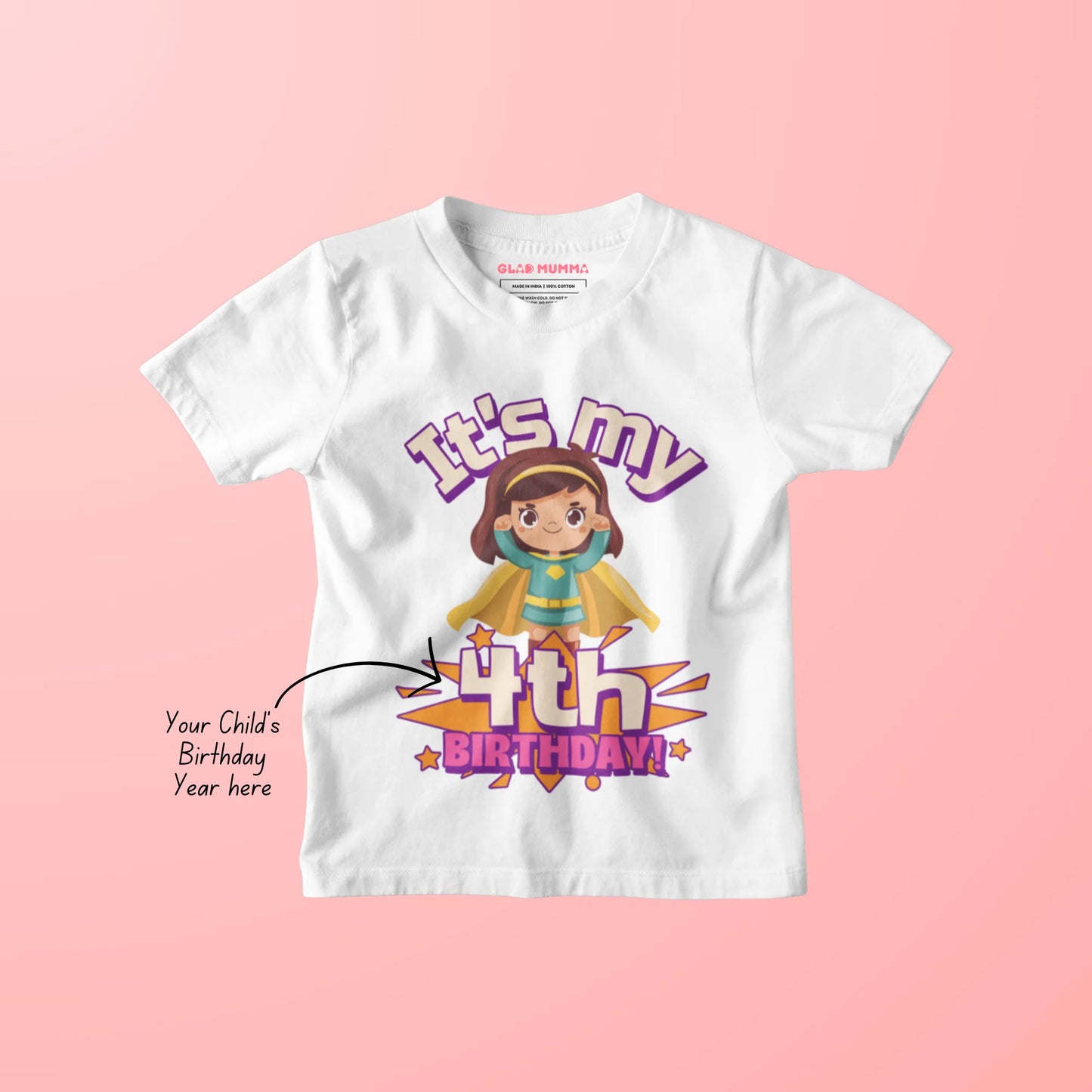 Its My Birthday Customised Super-Girl Kids T-Shirt