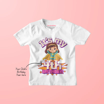 Its My Birthday Customised Super-Girl Kids T-Shirt