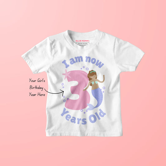 Mermaid Birthday Customised Kids T-Shirt