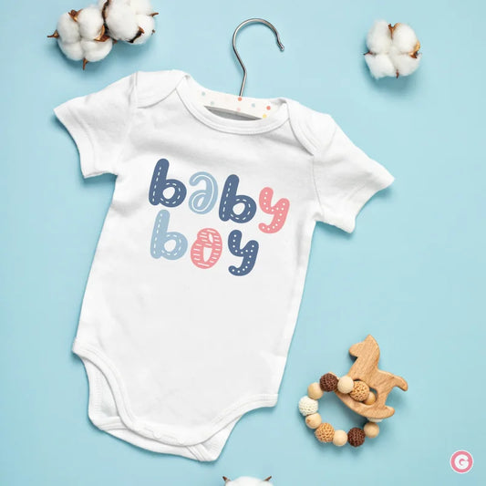 Adorable Baby Boy White Cotton Onesie