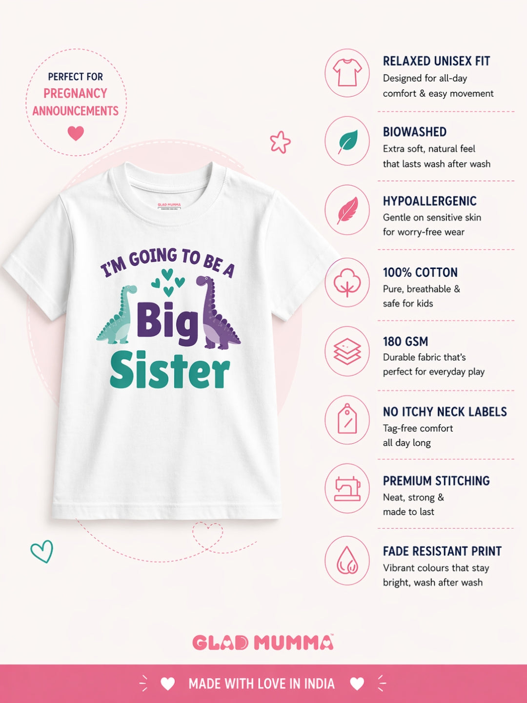 I'm Going To Be a Big Sister Announcement Kids T-shirt