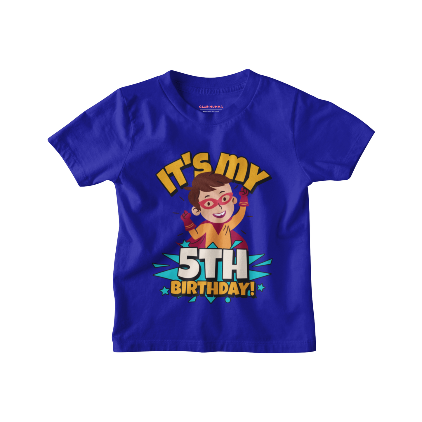 5th Birthday Superhero Kids Cotton T-Shirt