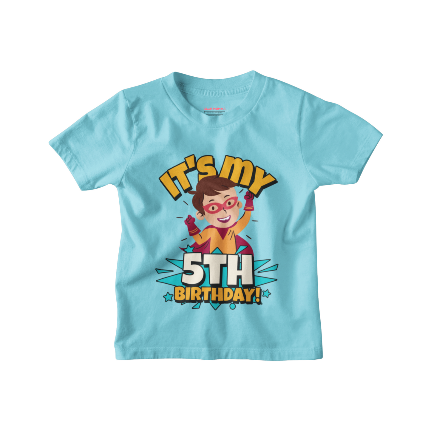 5th Birthday Superhero Kids Cotton T-Shirt