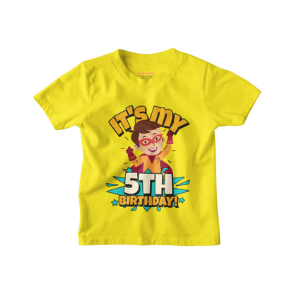 5th Birthday Superhero Kids Cotton T-Shirt