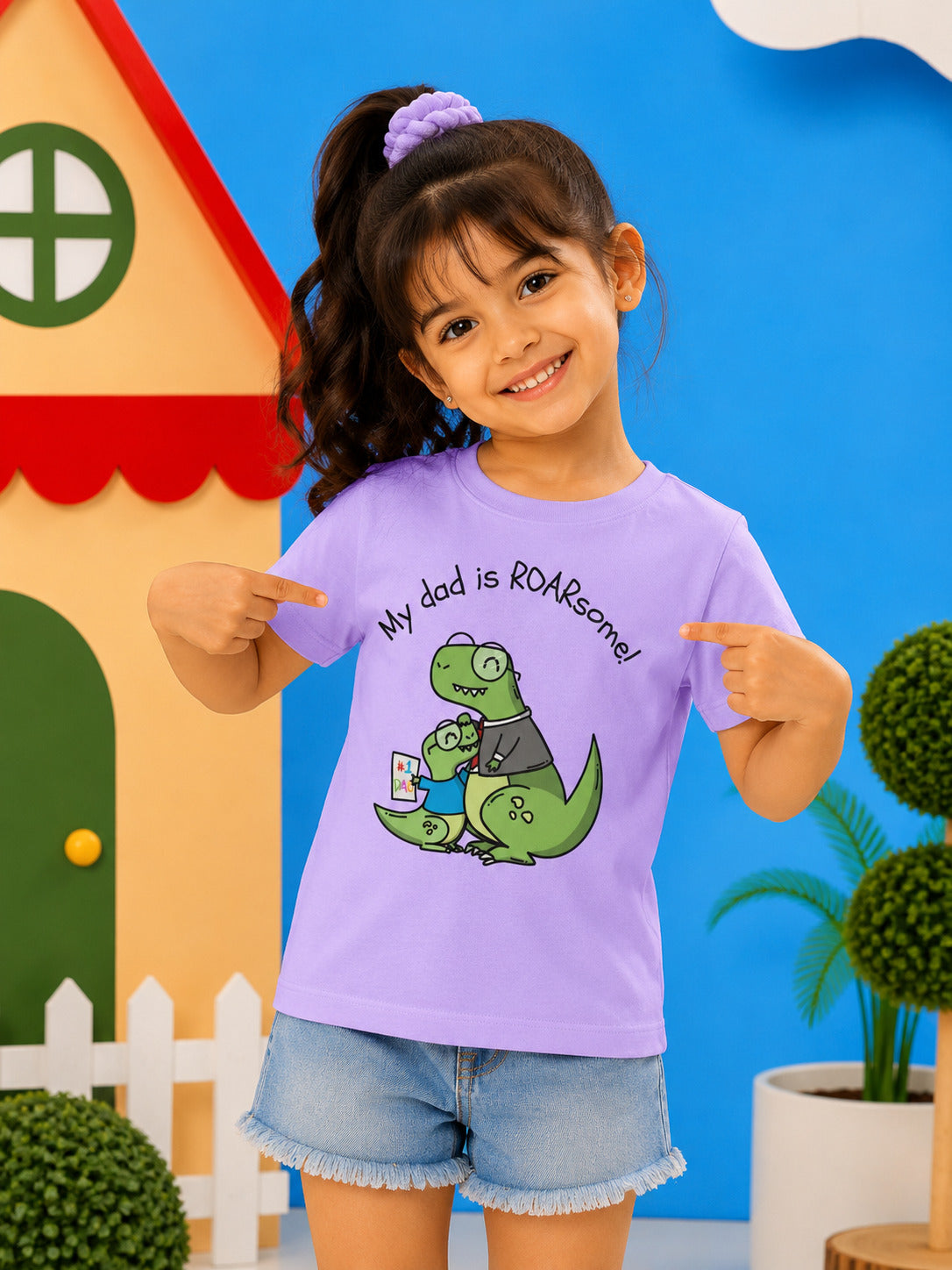My Dad is Roar-Some Dinosaur Kids Cotton T-shirt