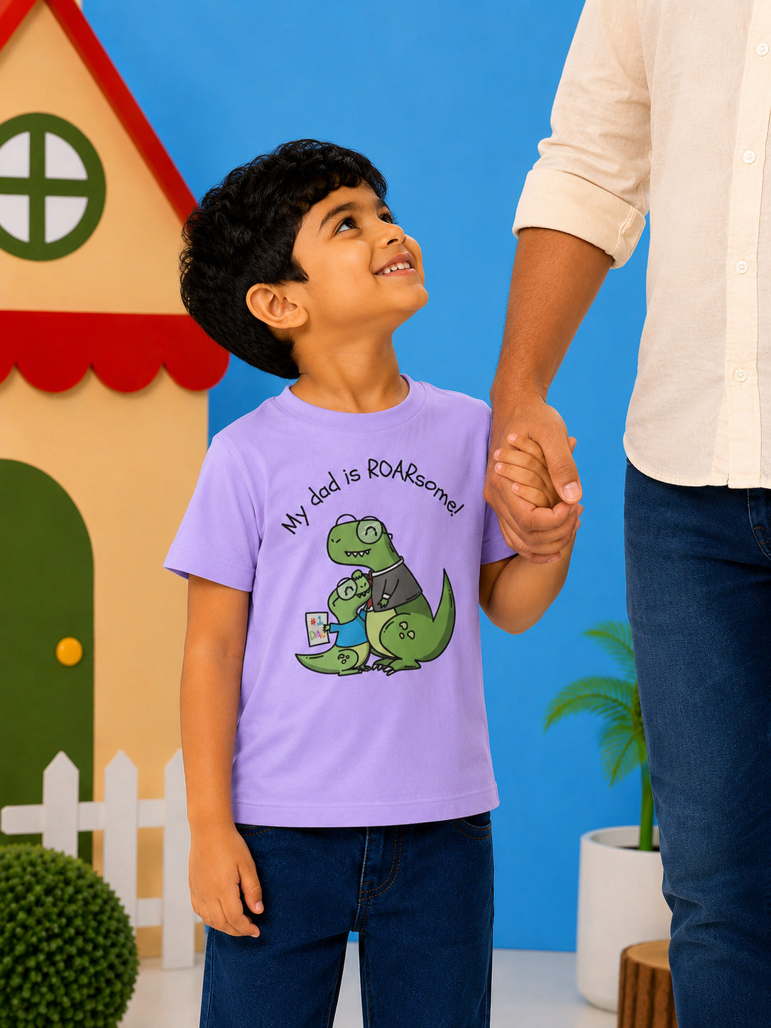 My Dad is Roar-Some Dinosaur Kids Cotton T-shirt