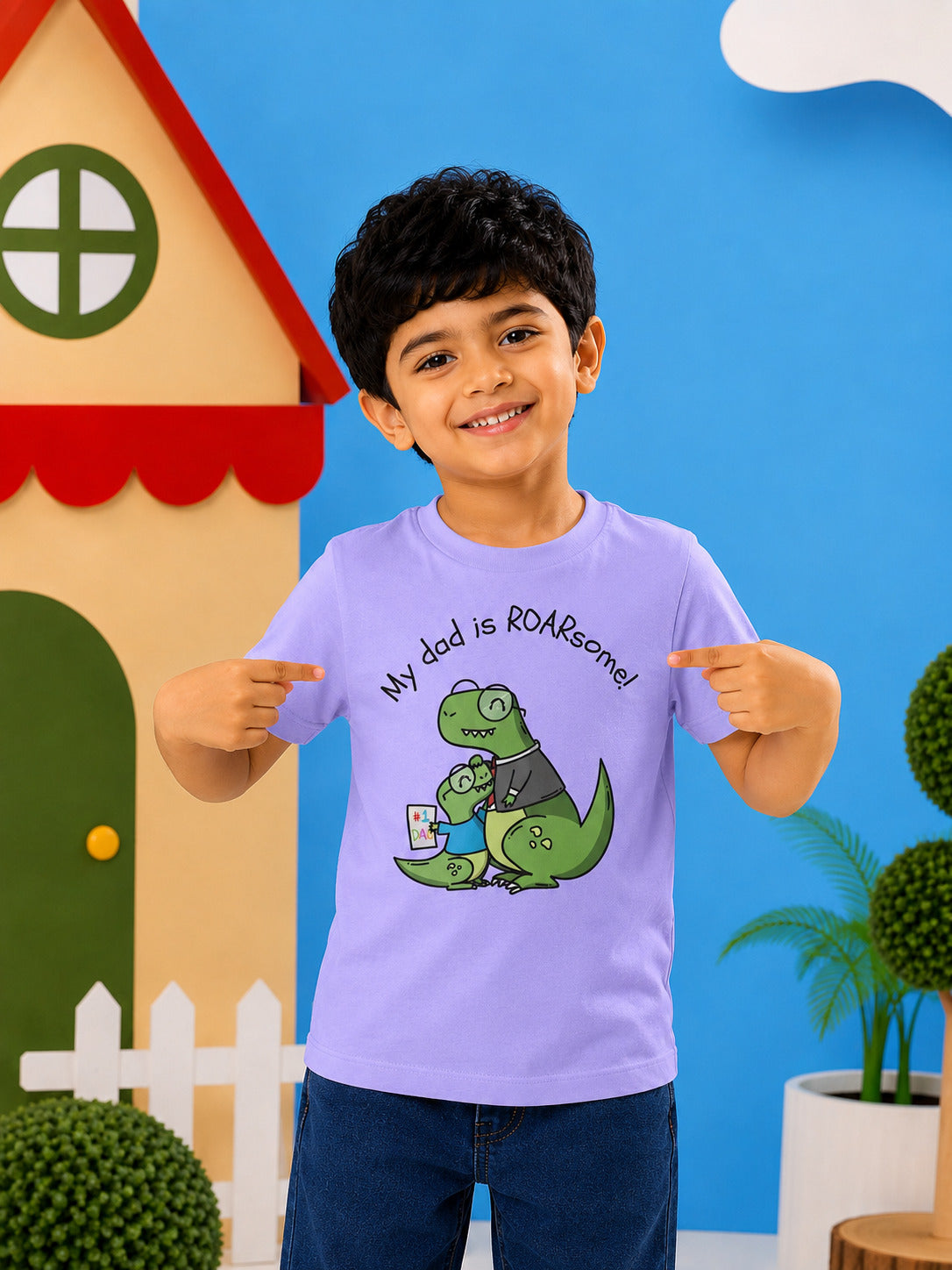 My Dad is Roar-Some Dinosaur Kids Cotton T-shirt