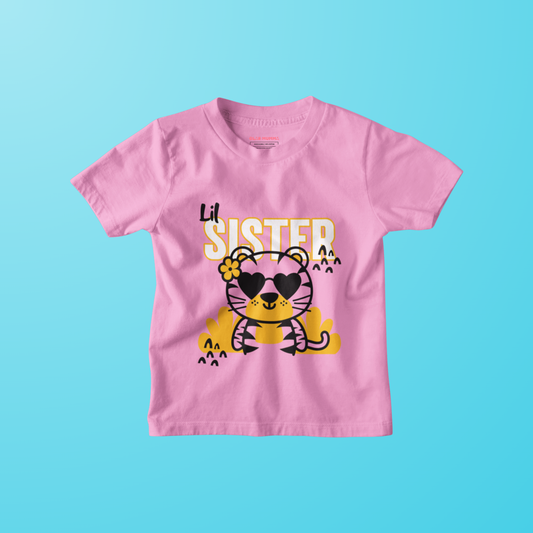Little Sister T-Shirt for Girls | 100% Cotton Kids Tee