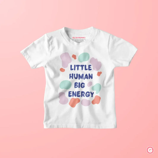 Little Human Big Energy Cotton T-Shirt for Active Kids - Tshirt