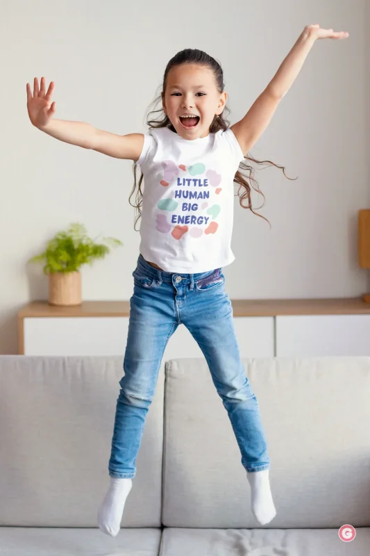 Little Human Big Energy Cotton T-Shirt for Active Kids - Tshirt