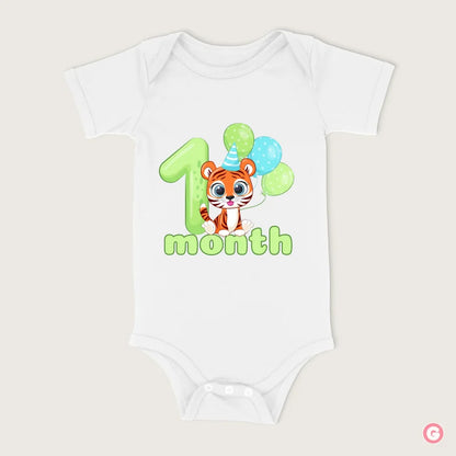 One Month Tiger Design Cotton Baby Onesie