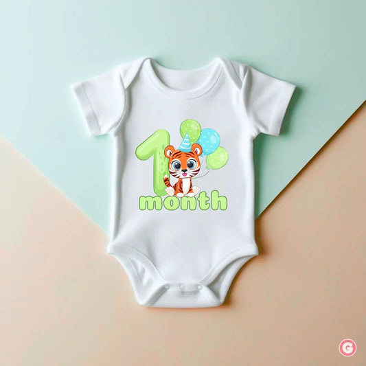 One Month Tiger Design Cotton Baby Onesie