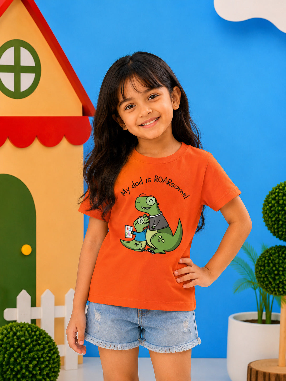 My Dad is Roar-Some Dinosaur Kids Cotton T-shirt