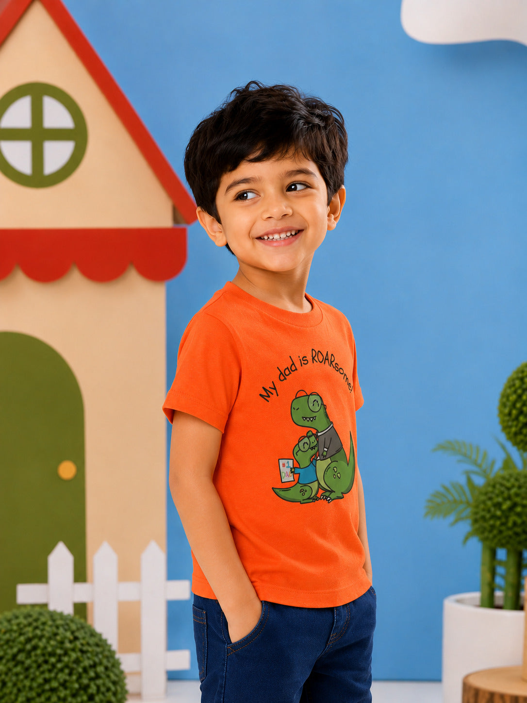 My Dad is Roar-Some Dinosaur Kids Cotton T-shirt