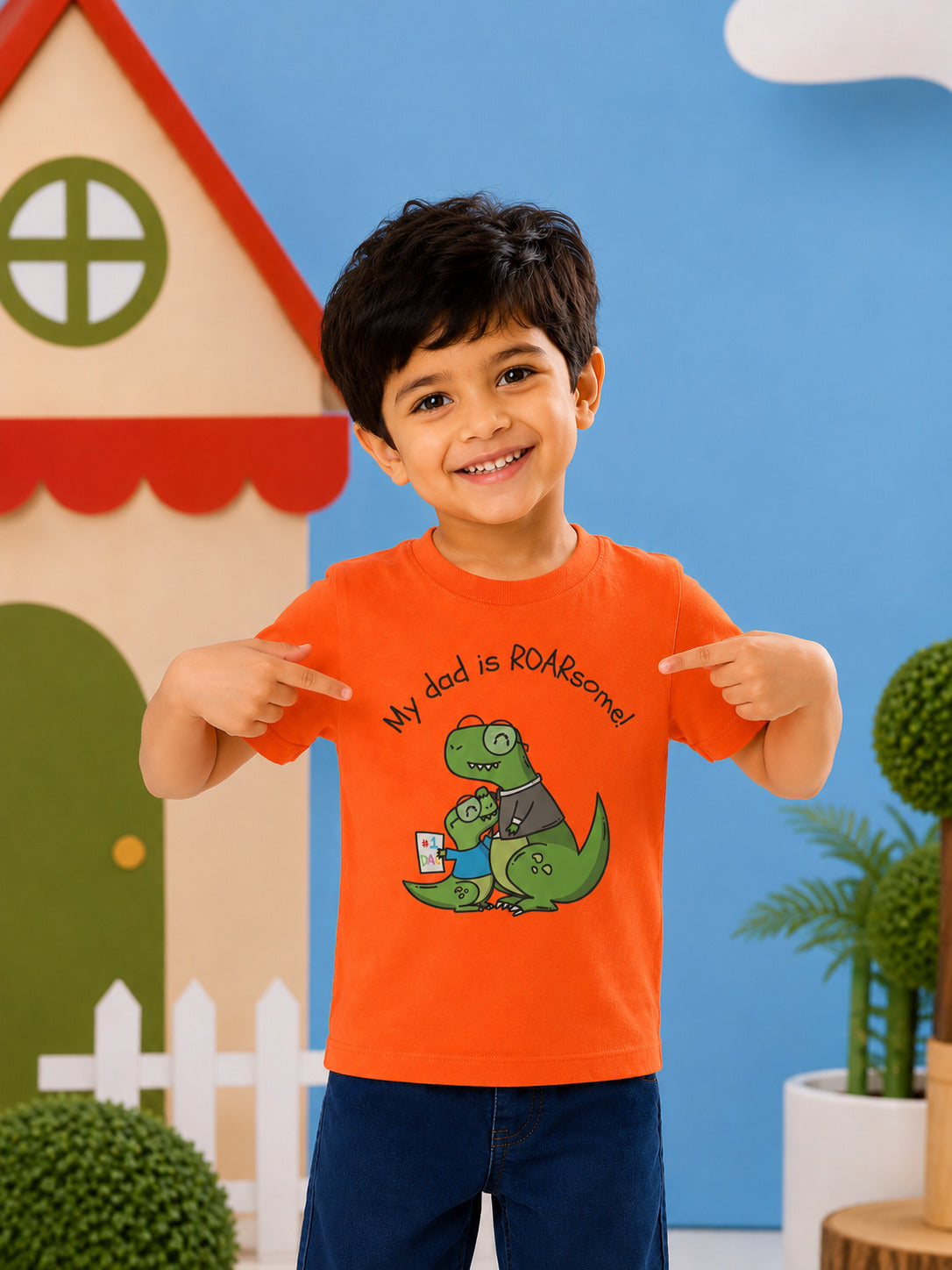 My Dad is Roar-Some Dinosaur Kids Cotton T-shirt