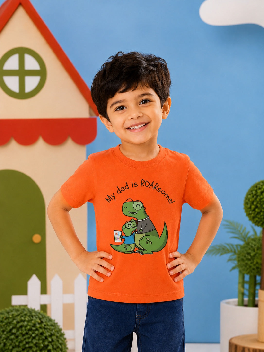 My Dad is Roar-Some Dinosaur Kids Cotton T-shirt