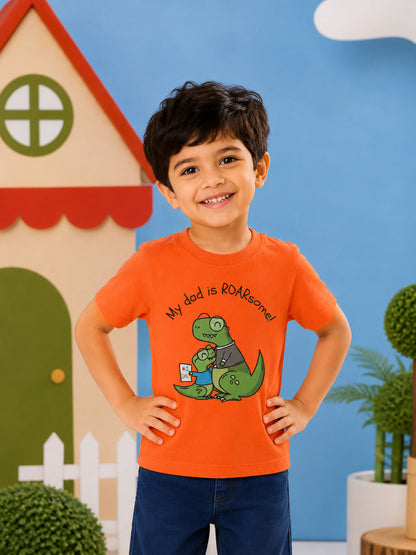 My Dad is Roar-Some Dinosaur Kids Cotton T-shirt