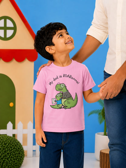 My Dad is Roar-Some Dinosaur Kids Cotton T-shirt