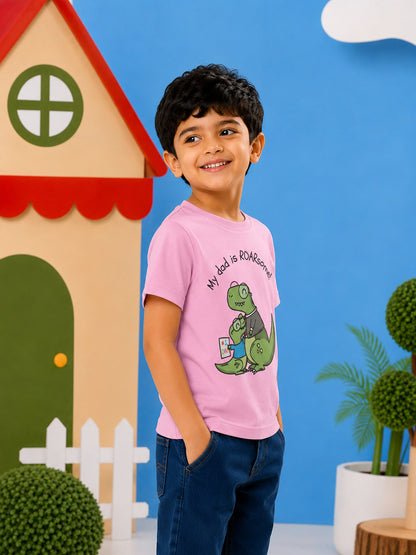 My Dad is Roar-Some Dinosaur Kids Cotton T-shirt