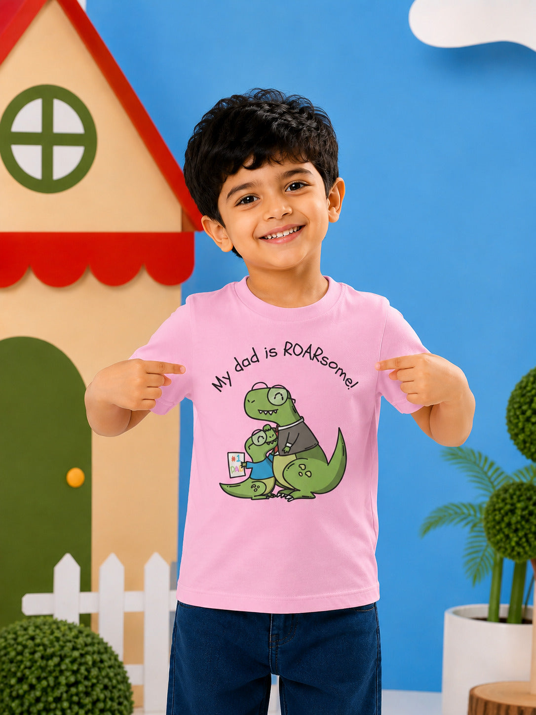 My Dad is Roar-Some Dinosaur Kids Cotton T-shirt