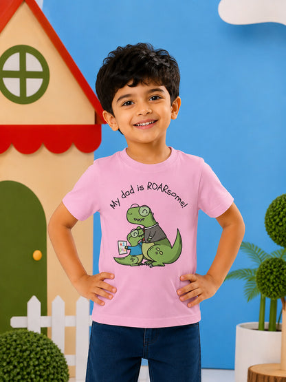 My Dad is Roar-Some Dinosaur Kids Cotton T-shirt