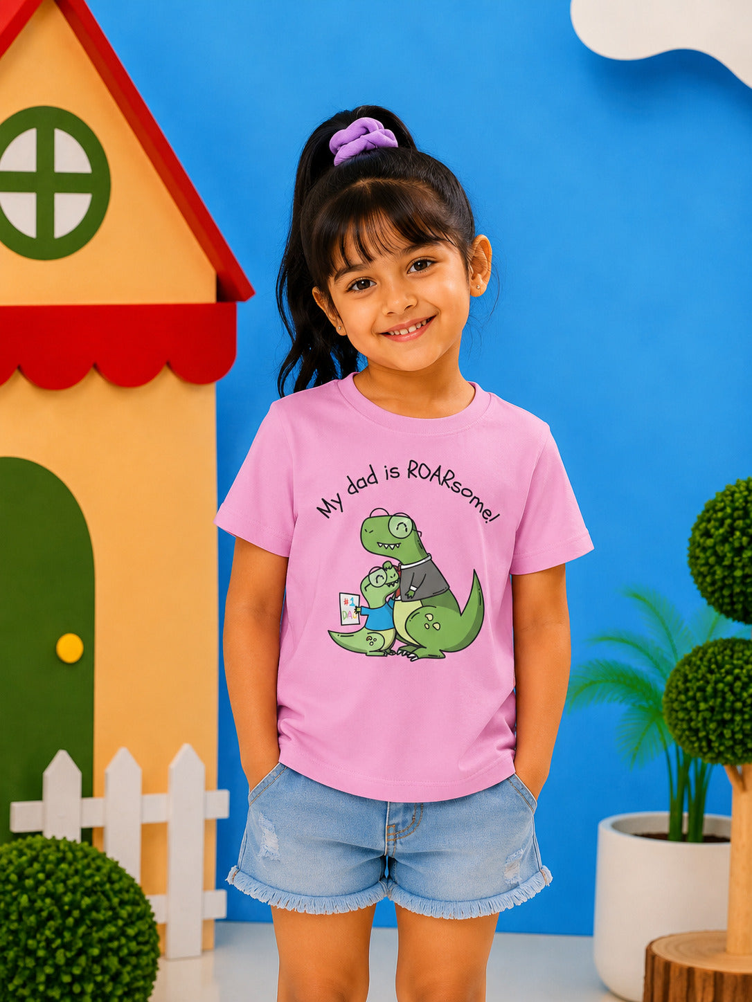 My Dad is Roar-Some Dinosaur Kids Cotton T-shirt