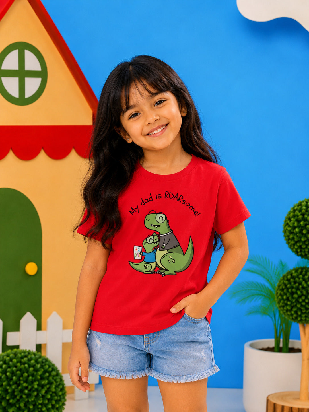 My Dad is Roar-Some Dinosaur Kids Cotton T-shirt