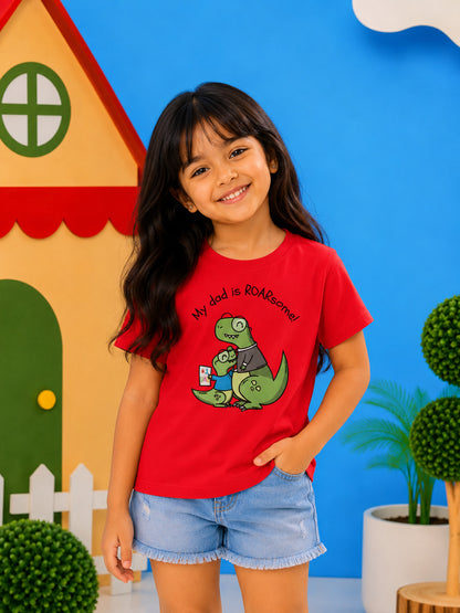 My Dad is Roar-Some Dinosaur Kids Cotton T-shirt
