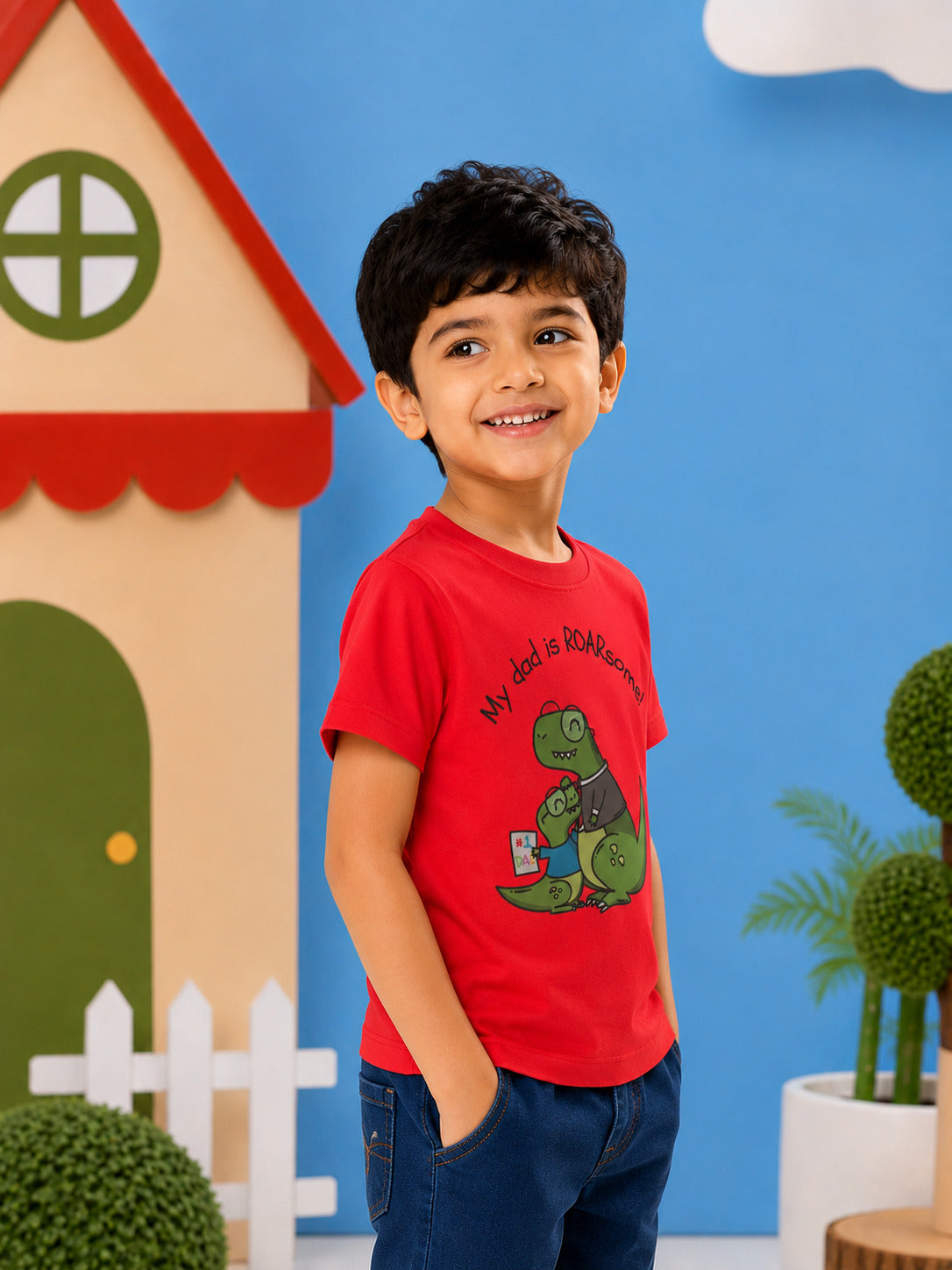 My Dad is Roar-Some Dinosaur Kids Cotton T-shirt