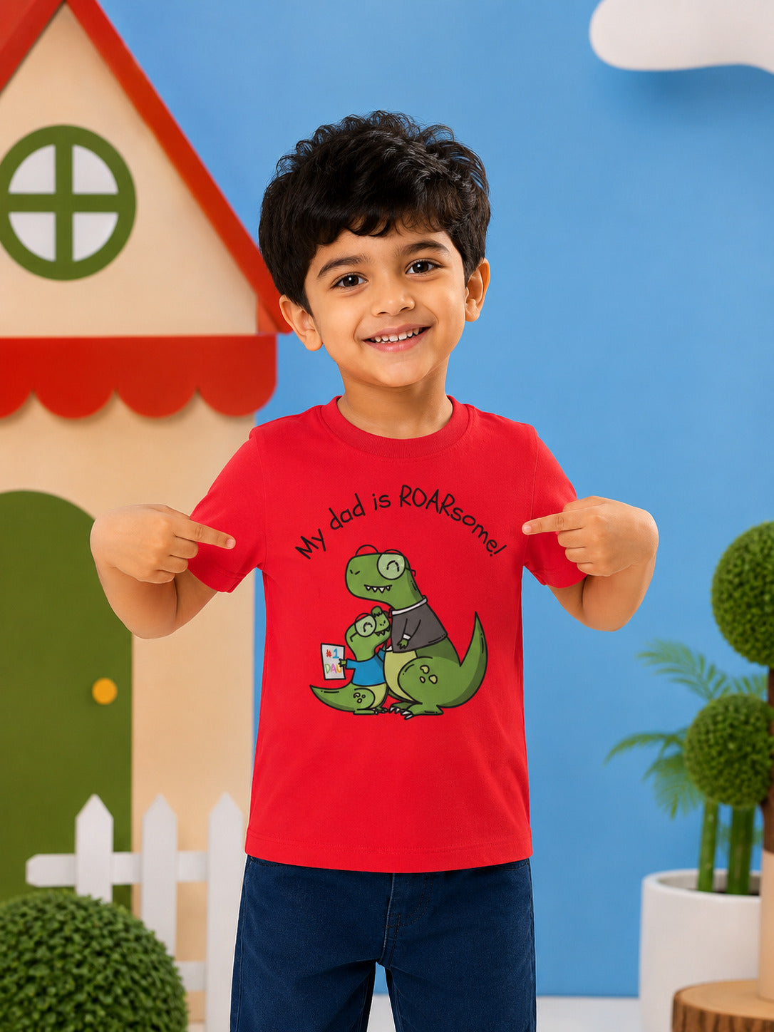 My Dad is Roar-Some Dinosaur Kids Cotton T-shirt