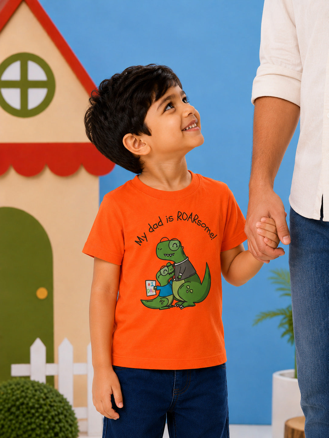 My Dad is Roar-Some Dinosaur Kids Cotton T-shirt