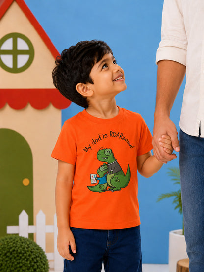 My Dad is Roar-Some Dinosaur Kids Cotton T-shirt
