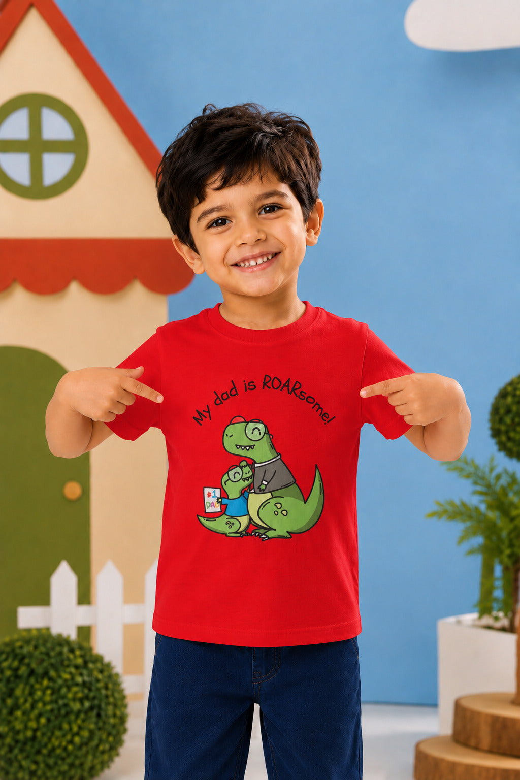 My Dad is Roar-Some Dinosaur Kids Cotton T-shirt