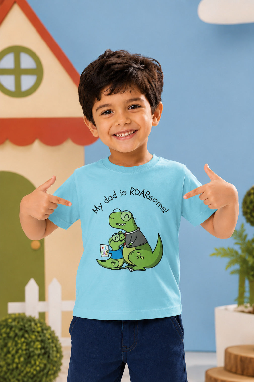 My Dad is Roar-Some Dinosaur Kids Cotton T-shirt