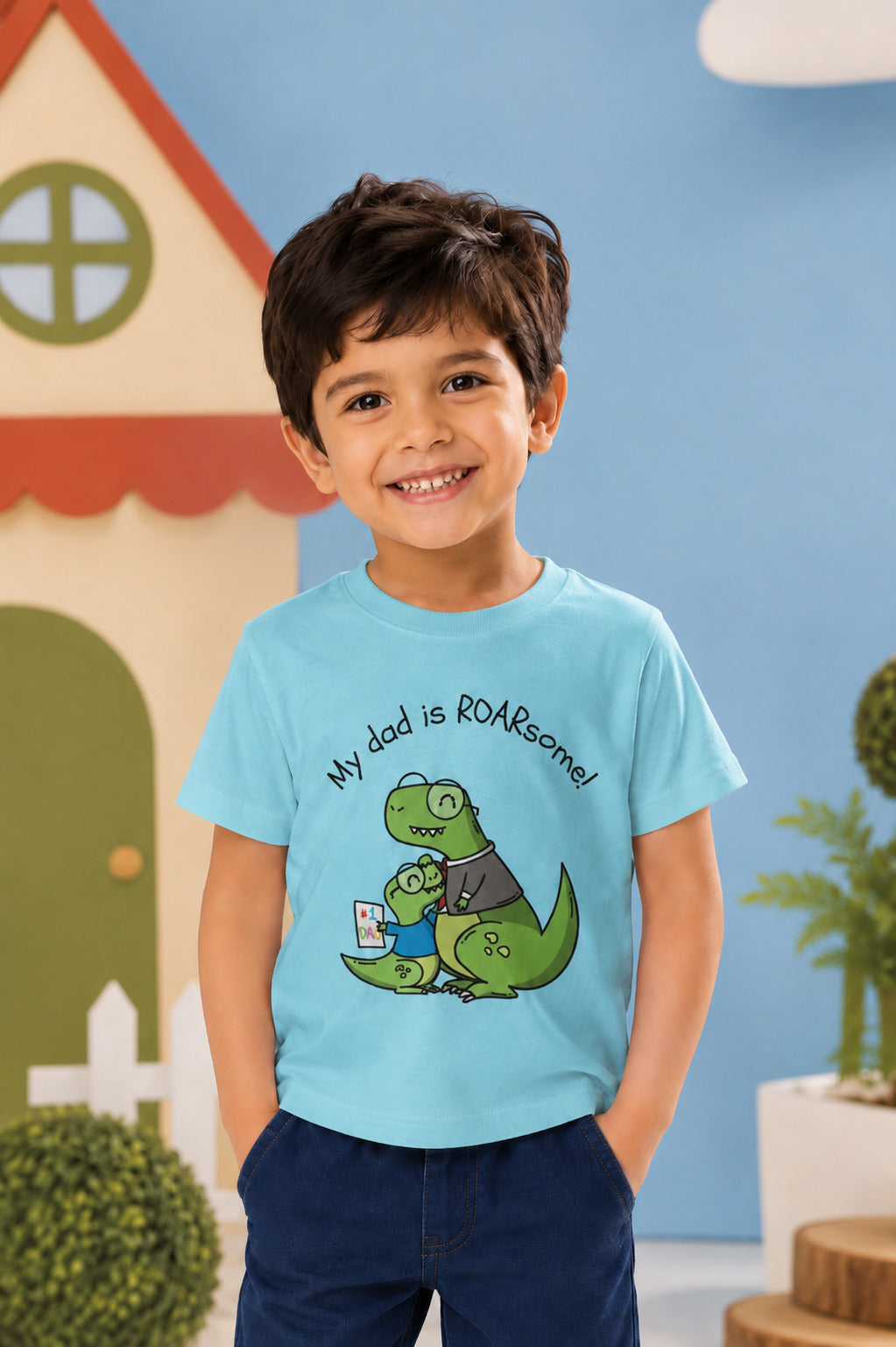 My Dad is Roar-Some Dinosaur Kids Cotton T-shirt