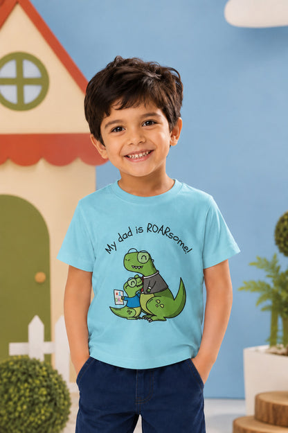 My Dad is Roar-Some Dinosaur Kids Cotton T-shirt