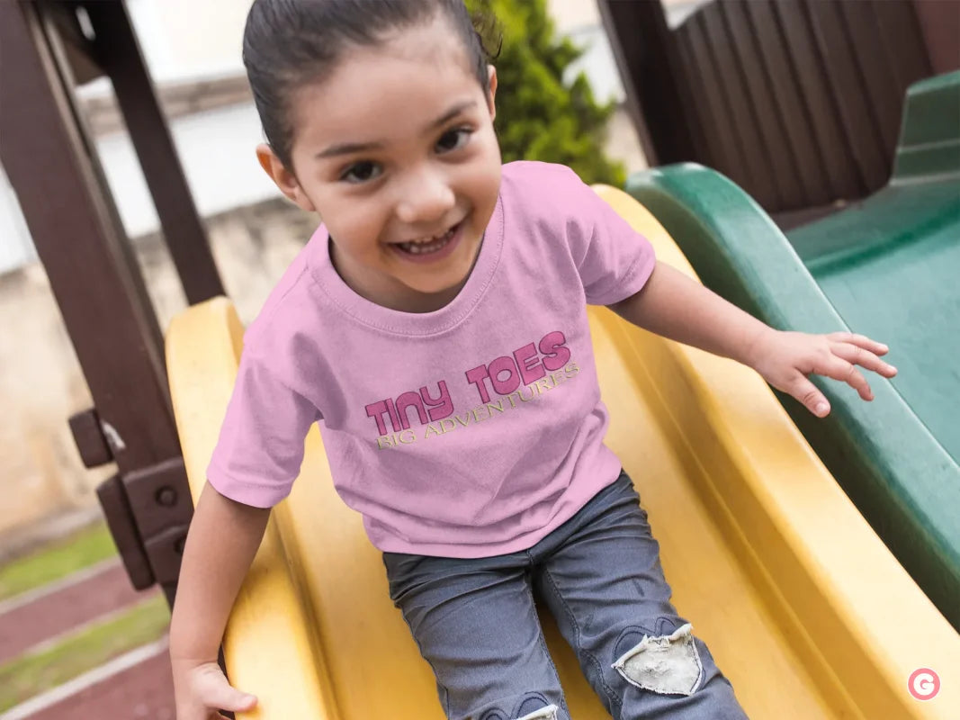 Tiny Toes Big Adventures Soft Pink Kids Cotton T-Shirt - Tshirt