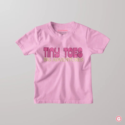 Tiny Toes Big Adventures Soft Pink Kids Cotton T-Shirt - Tshirt