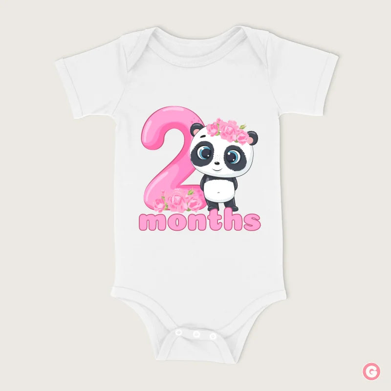Two Months Birthday Panda Cotton Baby Onesie - 0-3 M