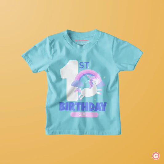 Unicorn 1st Birthday Cotton T-Shirt for Girls - Kids Tshirt