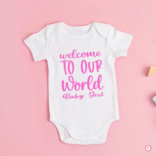 Welcome to Our World Newborn Baby Girl Cotton Onesie