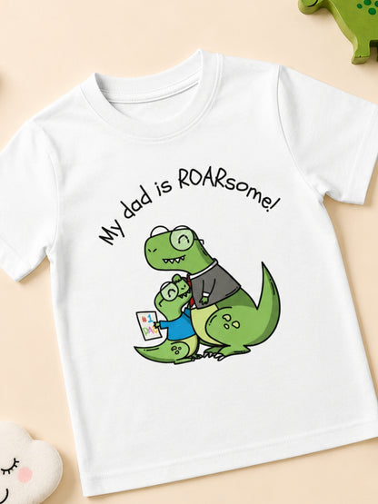 My Dad is Roar-Some Dinosaur Kids Cotton T-shirt