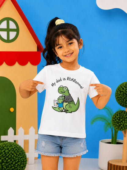 My Dad is Roar-Some Dinosaur Kids Cotton T-shirt