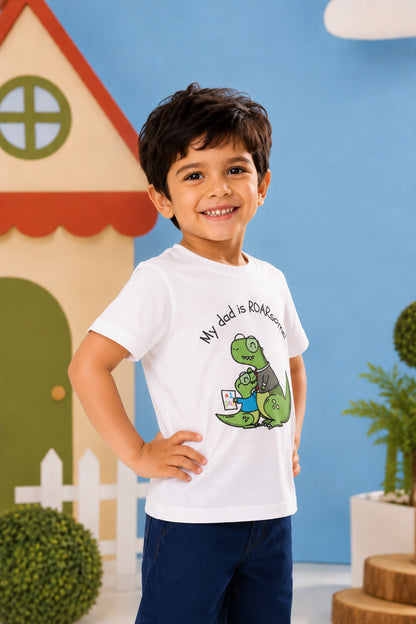 My Dad is Roar-Some Dinosaur Kids Cotton T-shirt