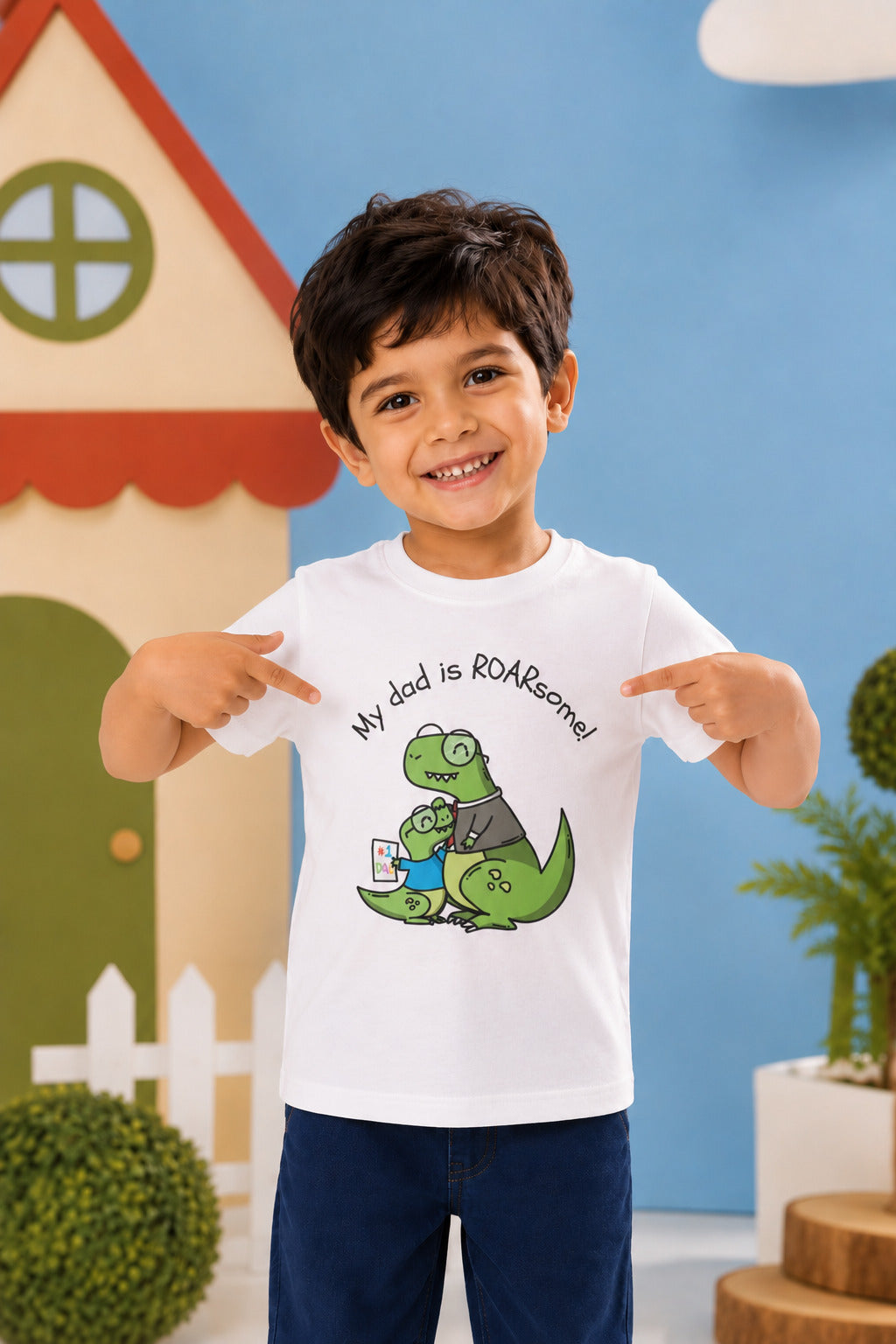 My Dad is Roar-Some Dinosaur Kids Cotton T-shirt