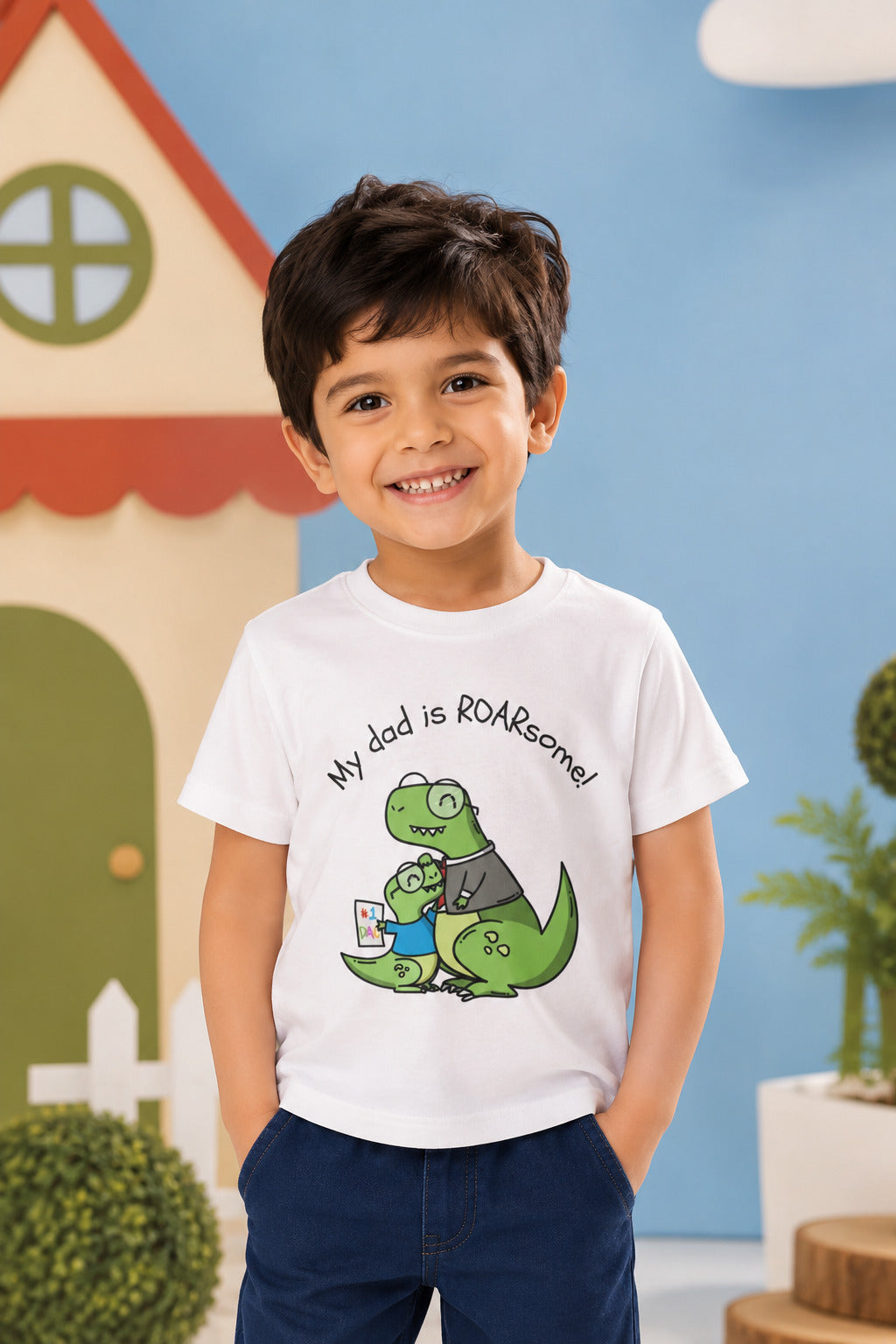 My Dad is Roar-Some Dinosaur Kids Cotton T-shirt