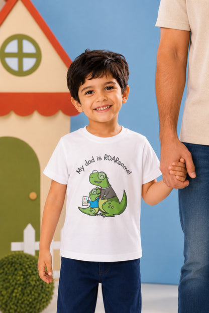 My Dad is Roar-Some Dinosaur Kids Cotton T-shirt